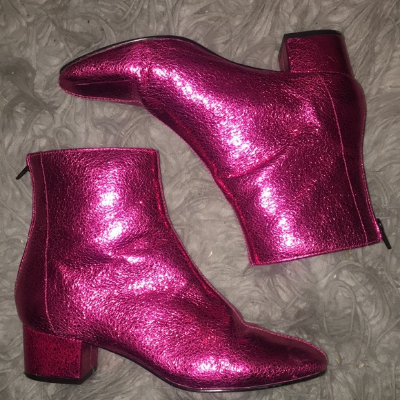 metallic pink booties